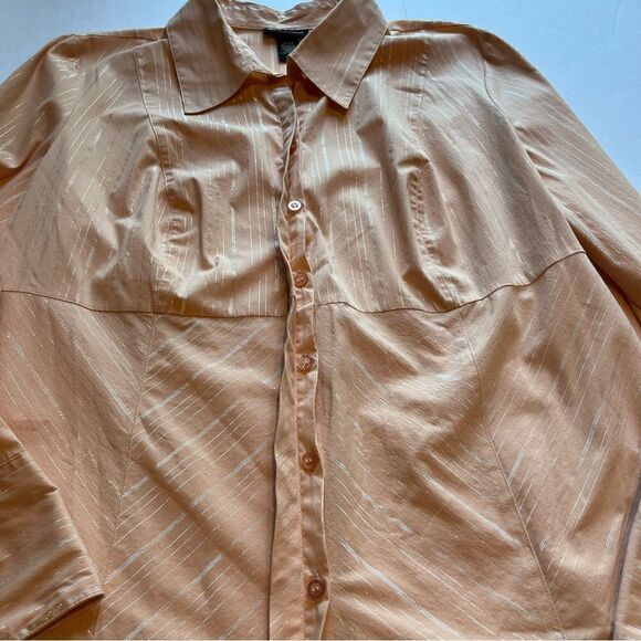 Lane Bryant Women's Button blouse long sleeve Size 18/20 Pastel Orange - Picture 9 of 11